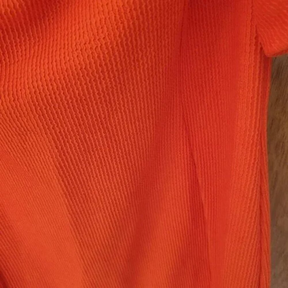 Free People FP Beach Orange Off Shoulder Puff Sleeve Mini Dress Large NWT - Picture 4 of 5